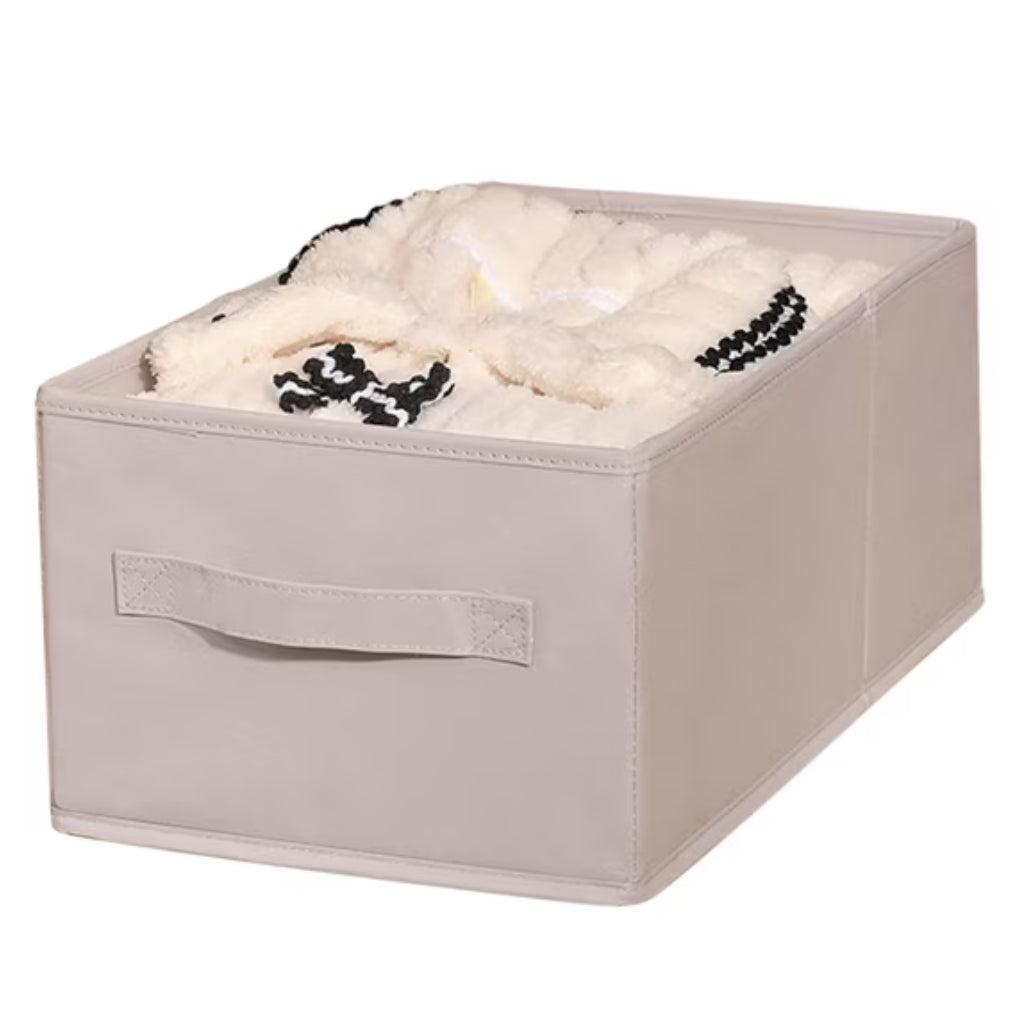Panier de Rangement Pliable 27 L en Tissu Imperméable – Organisateur avec 2 Poignées – 48 × 28 × 20 cm – Beige