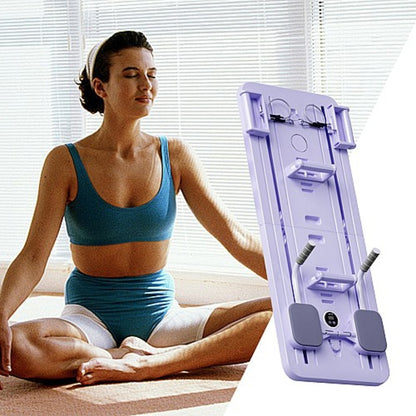 Planche de Fitness Multifonctionnelle Pliable Violet avec Bandes de Résistance et Minuteur Digital