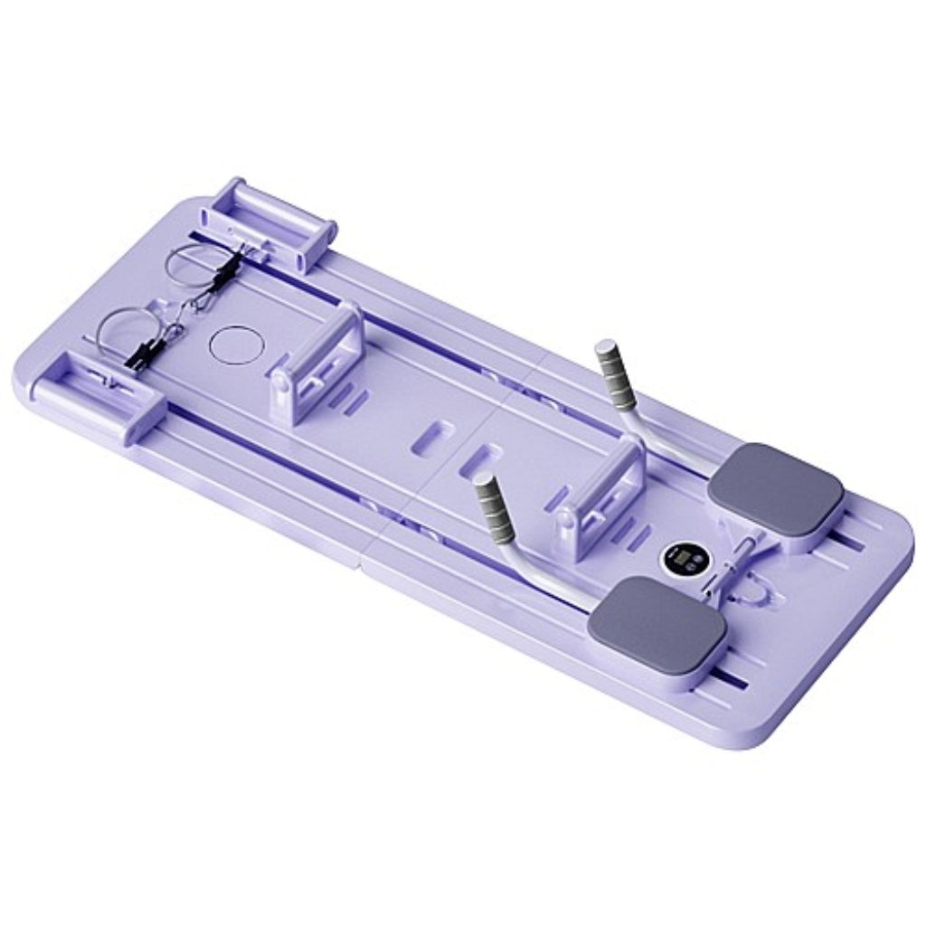 Planche de Fitness Multifonctionnelle Pliable Violet avec Bandes de Résistance et Minuteur Digital