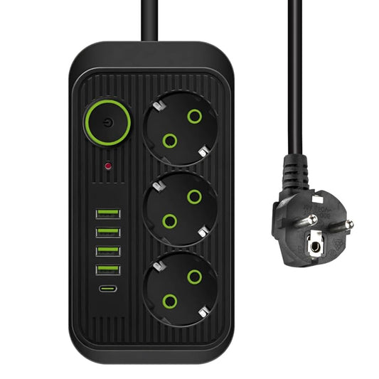 Multiprise Avec 3 Prises AC, 4 Ports USB-A & 1 Port USB-C - Noir