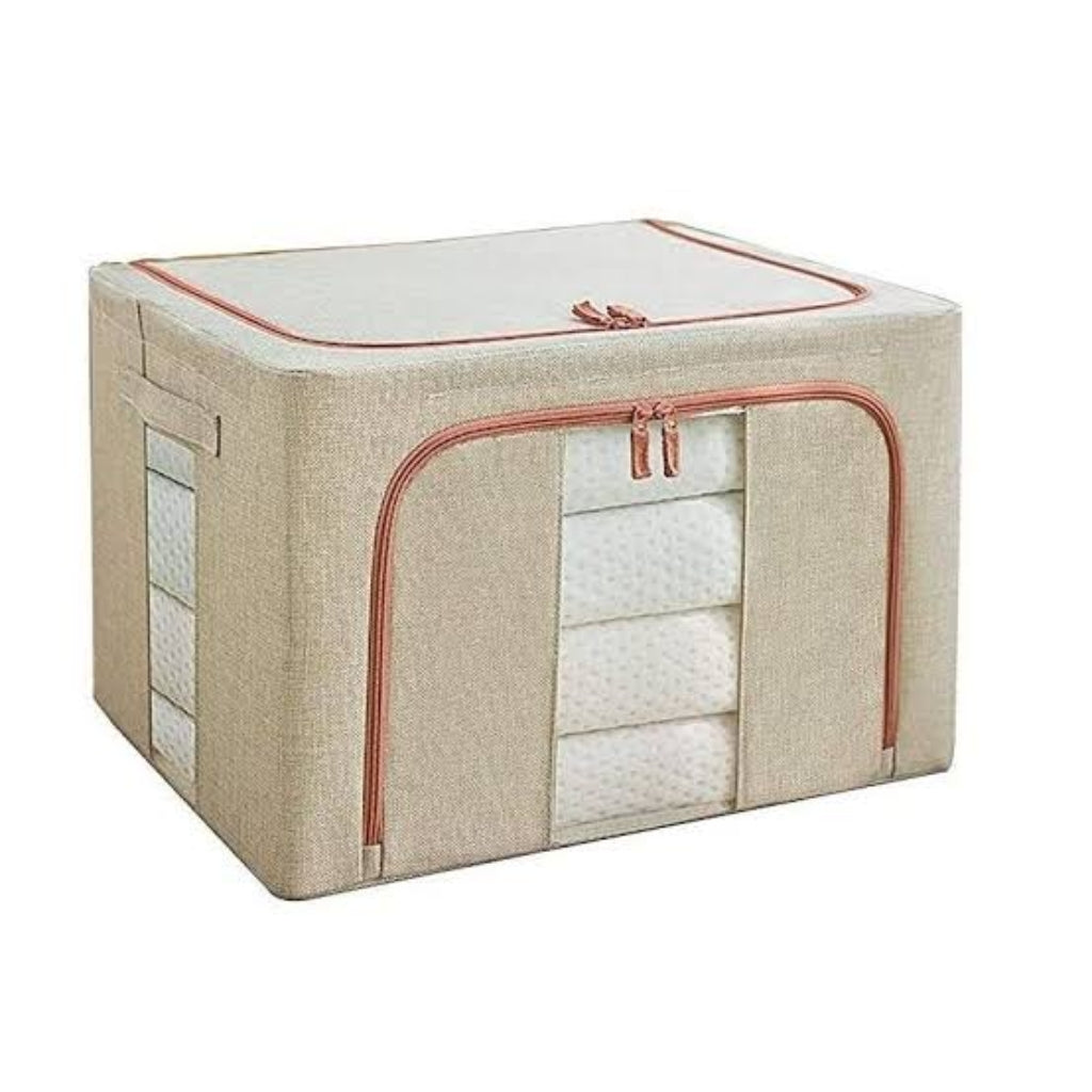 Boîte de Rangement Pliable pour Linge de Maison 100L (60 x 40 x 40 cm) Modèle 1 - Beige