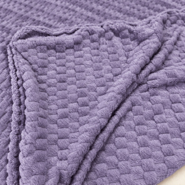 Ensemble Plaid Velours Violet Caress 240 × 220 cm avec 2 Coussins