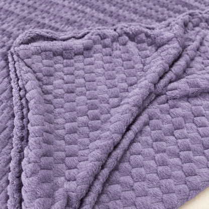 Ensemble Plaid Velours Violet Caress 240 × 220 cm avec 2 Coussins