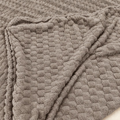 Ensemble Plaid Velours Beige Caress 240 × 220 cm avec 2 Coussins