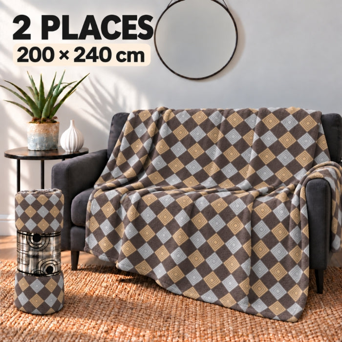 Plaid 2 Places à Losanges Marron – 200 × 240 cm