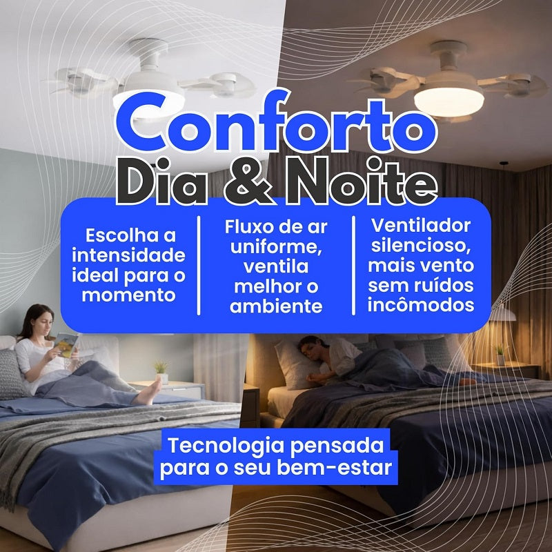 Ventilateur de Plafond LED 2 en 1 Silencieux Avec Télécommande – 3 Vitesses