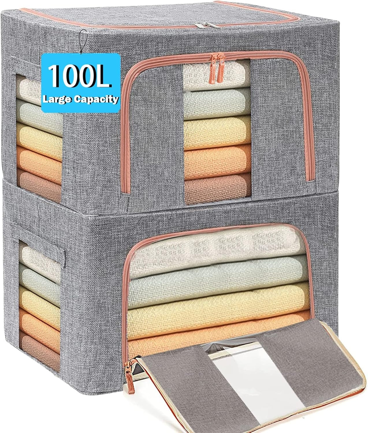 Boîte de Rangement Pliable pour Linge de Maison 100L (60 x 40 x 40 cm) Modèle 1