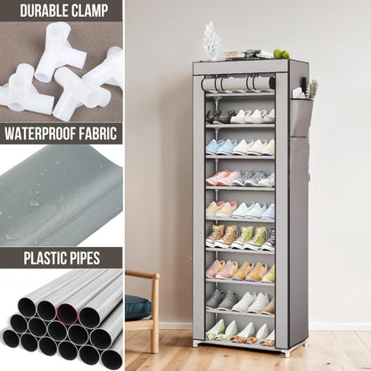 Étagère à Chaussures en Tissu à 9 Étages