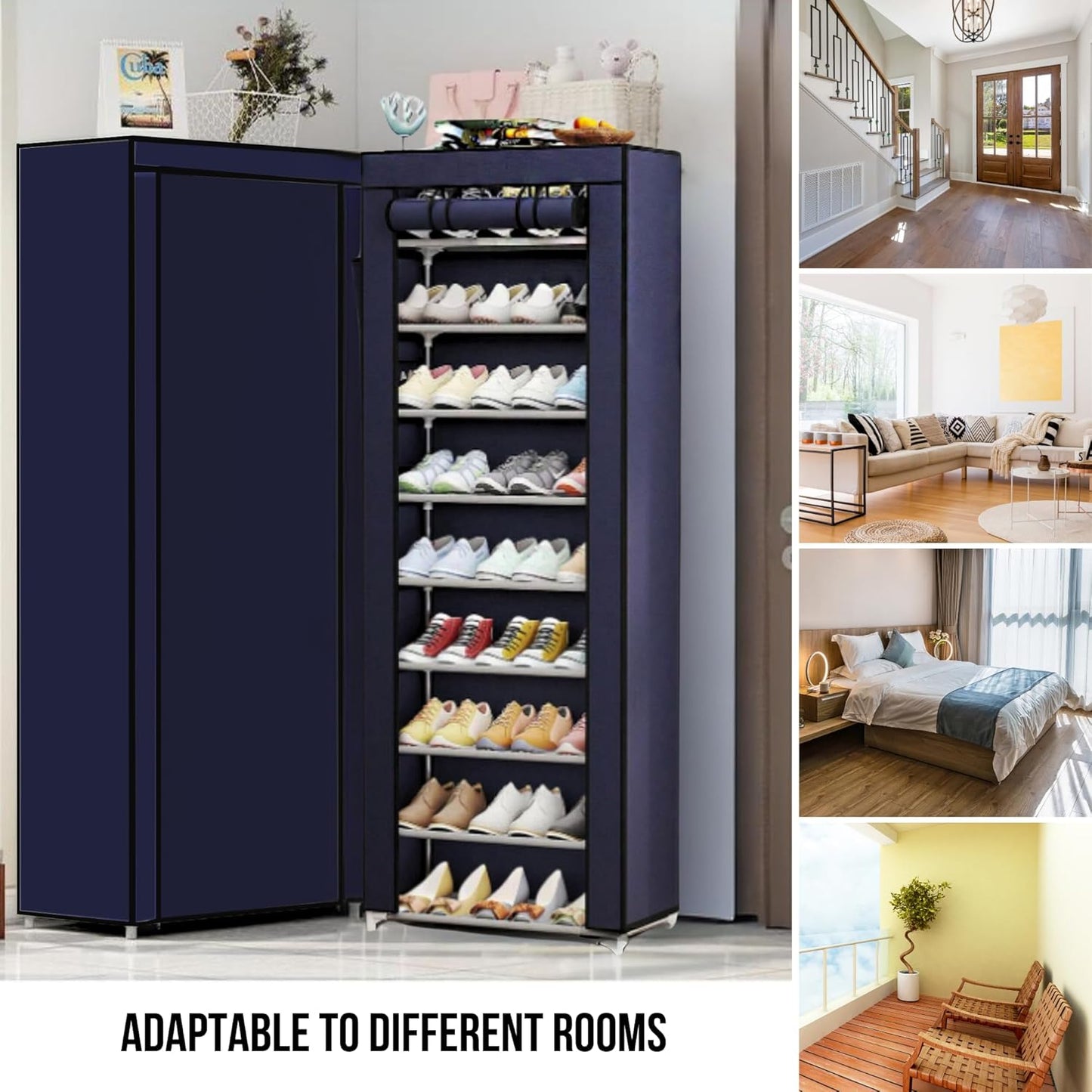 Étagère à Chaussures en Tissu à 9 Étages