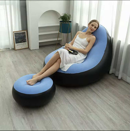 Chaise Longue Gonflable avec Pouf
