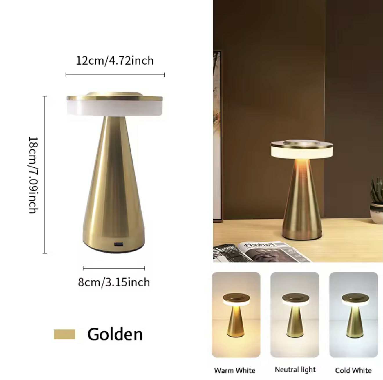 Lampe De Table Portables Sans Fil Rechargeable Avec Tactile