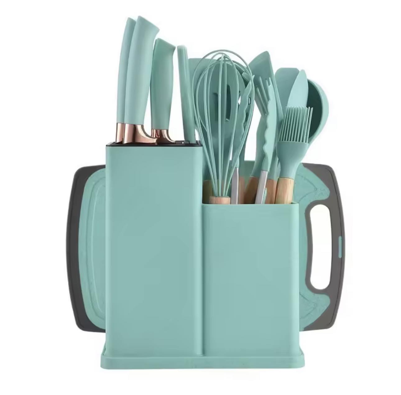 Ensemble D'Ustensiles De Cuisine En Silicone Et Couteaux
