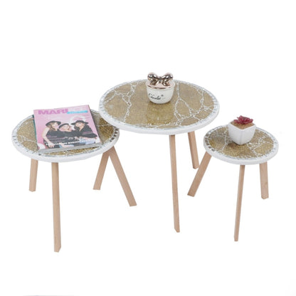 Série de 3 Tables Basses en Bois effet craquelé Motif 5