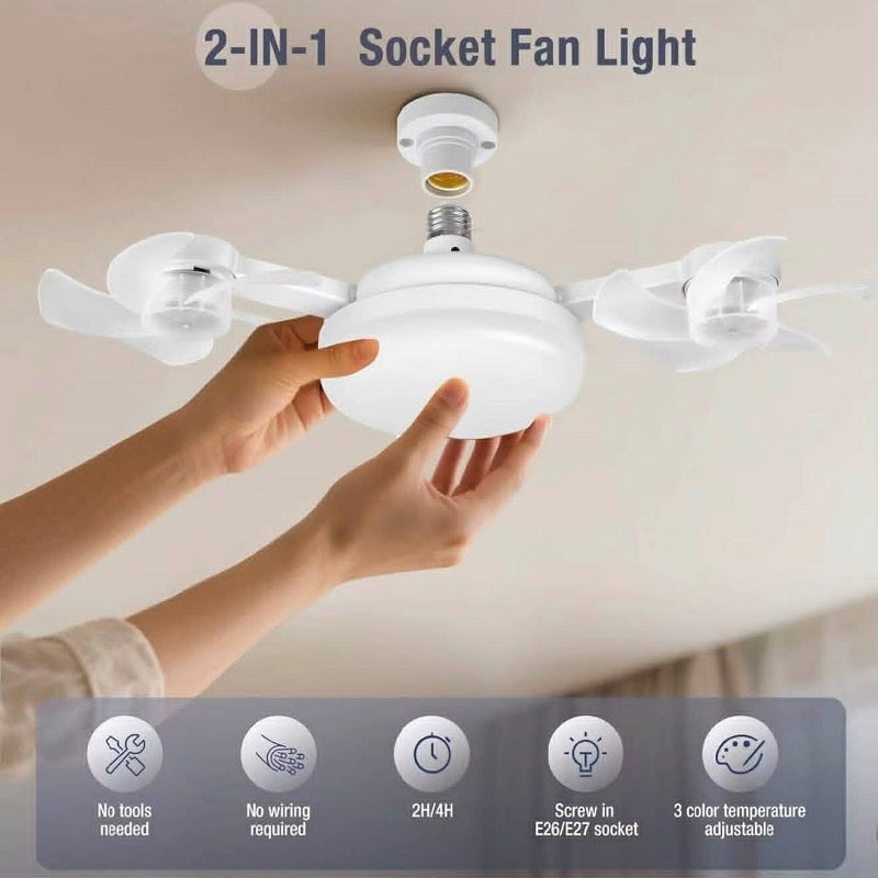 Ventilateur de Plafond LED 2 en 1 Silencieux Avec Télécommande – 3 Vitesses