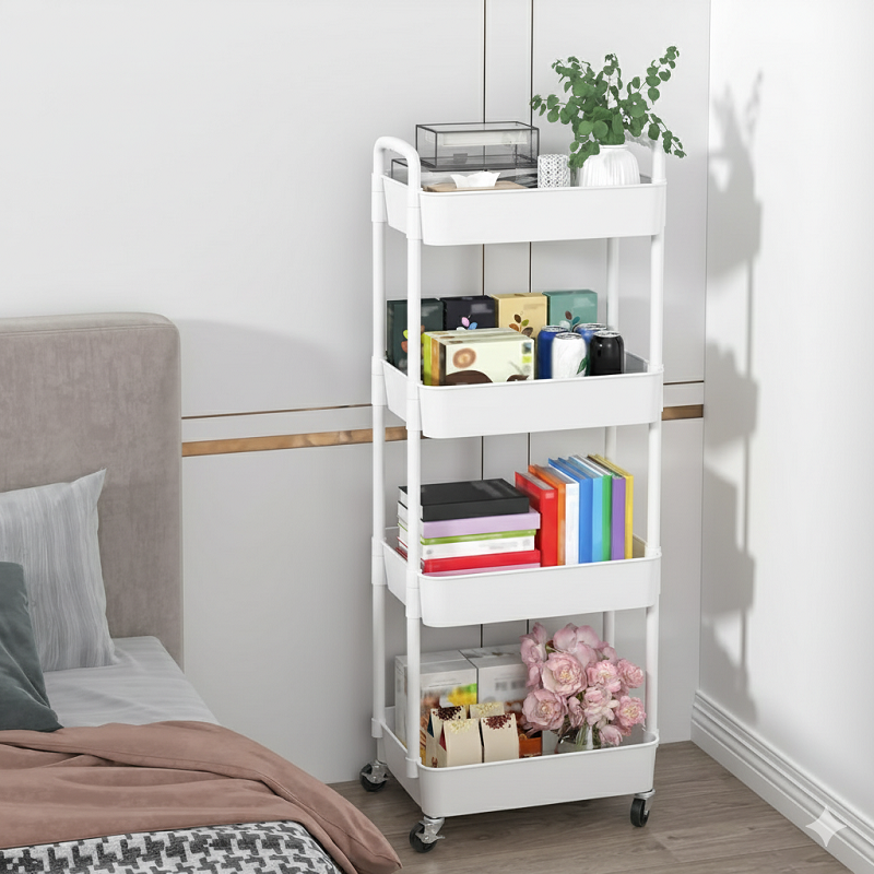 Chariot de Rangement De Cuisine Mobile à 4 Niveaux