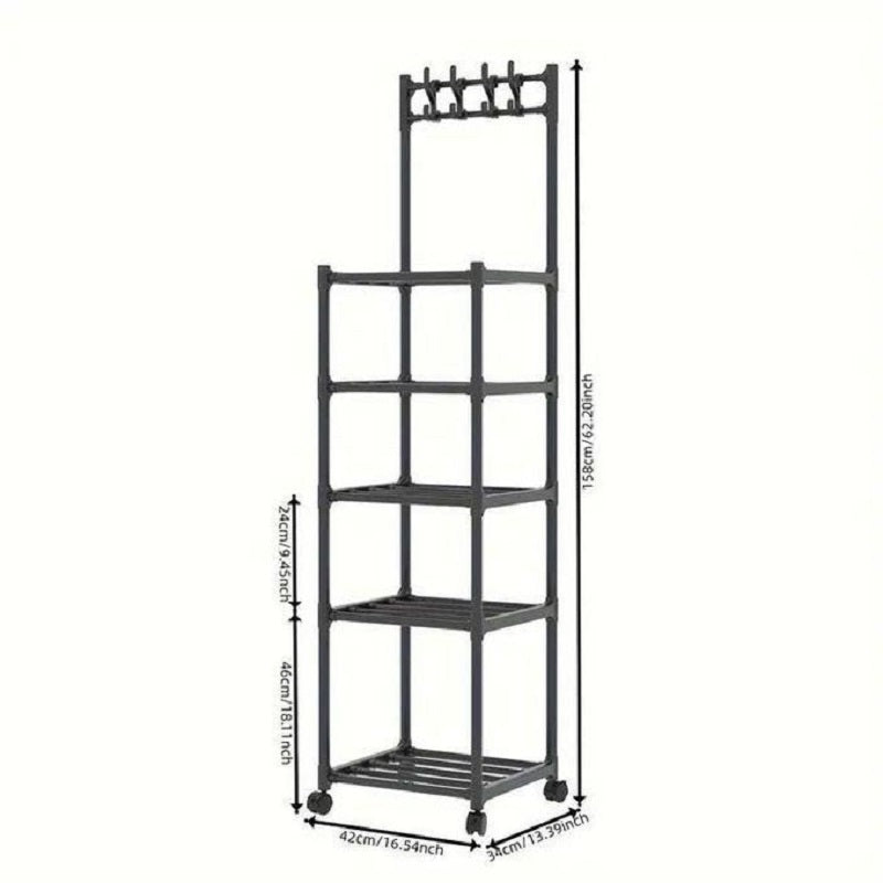 Etager De Rangement Mobile à 5 Niveaux avec Crochets