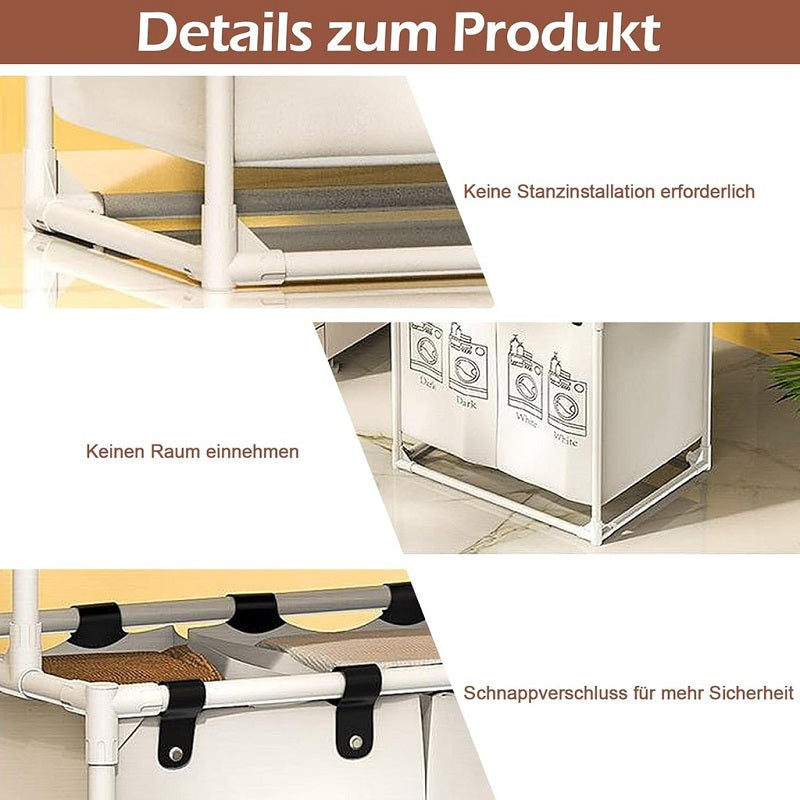 Panier à Linge Mobile Pour Vêtements à 4 Compartiments