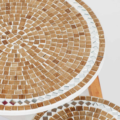 Série De 3 Tables Basses En Bois Effet Mosaïque Motif 1