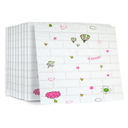 Pack de 10 Panneaux Muraux Adhésifs Anti-Humidité 3D 77*70 Cm Ballon