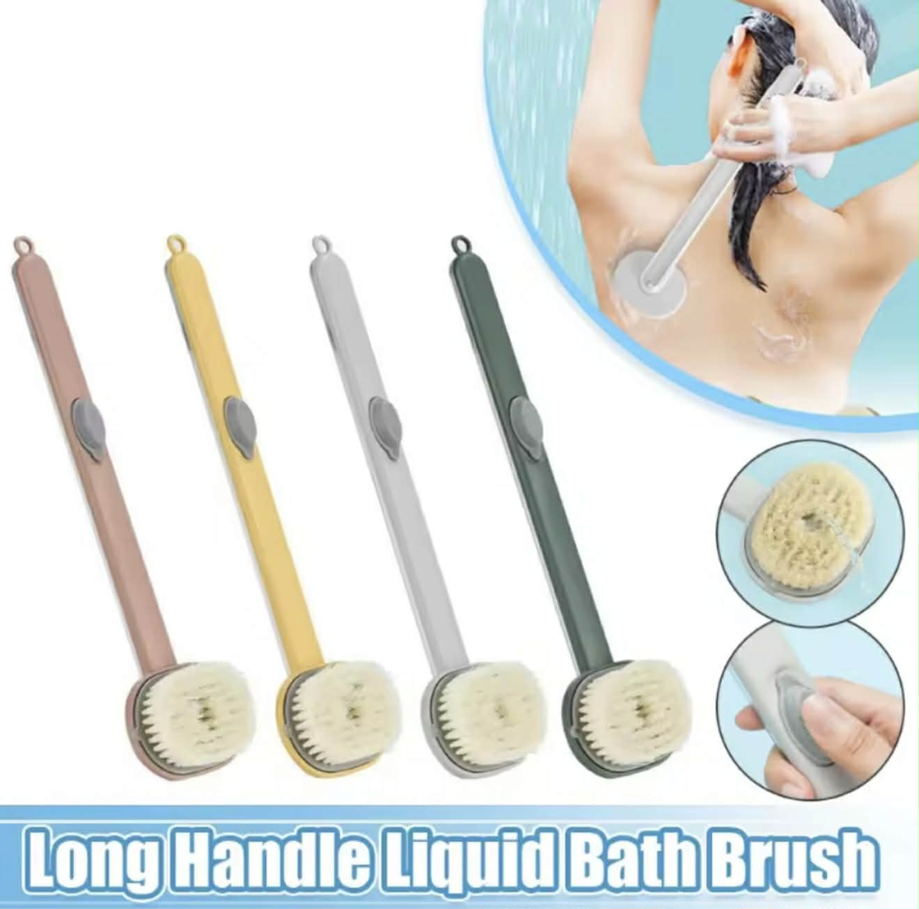 Brosse de Bain Long Manche 2 En 1 Avec Réservoir de Gel Douche – Exfoliante & Massante