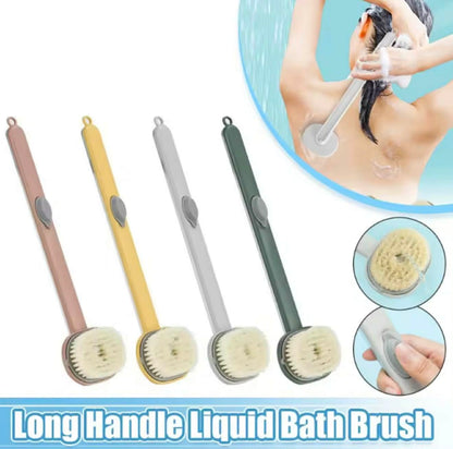 Brosse de Bain Long Manche 2 En 1 Avec Réservoir de Gel Douche – Exfoliante & Massante