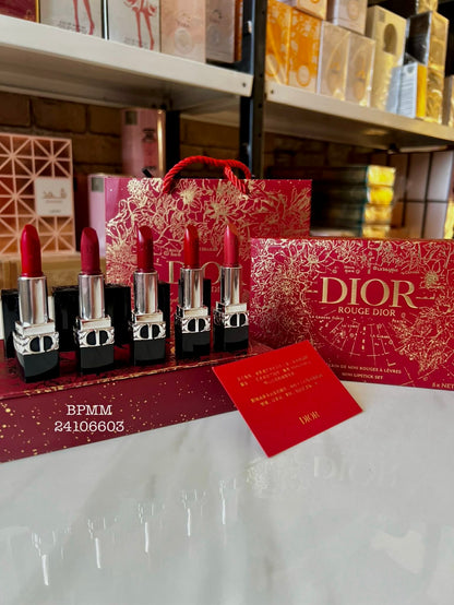 Coffret 5 Rouge à Lèvres Avec Sac Cadeaux Rouge