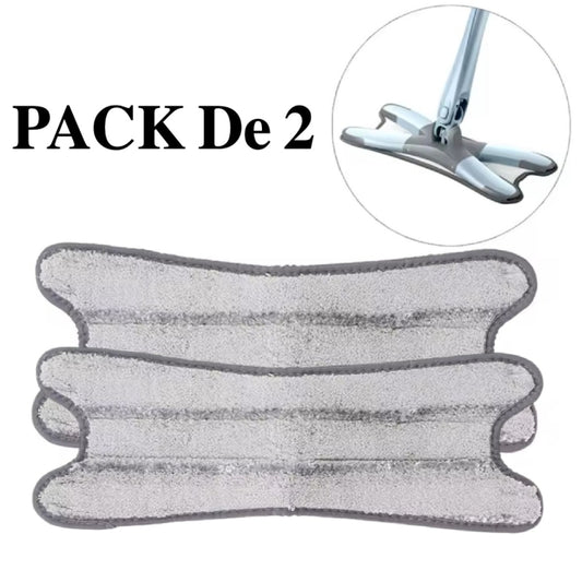 Pack de 2 Recharges Tête De Vadrouilles De Nettoyage En Microfibre Lavable Et Réutilisable De Forme X