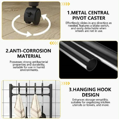 Etager De Rangement Mobile à 5 Niveaux avec Crochets