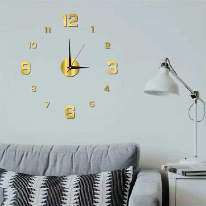 Montre Murale 3D Autocollant Doré 90 Cm
