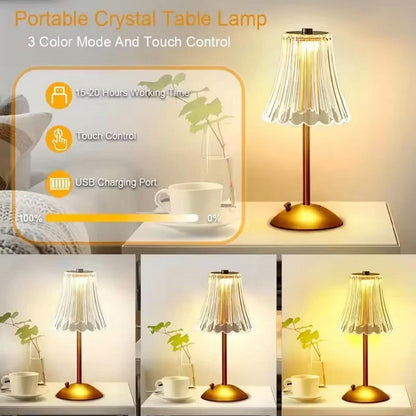 Lampe De Table Portables Sans Fil Rechargeable Avec Tactile En Acrylique