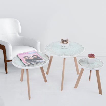 Série de 3 Tables Basses en Bois effet craquelé Motif 1