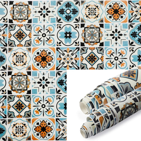 Papier Peint Autocollant avec Motifs Patchwork en Vinyle 60 cm x 5 m