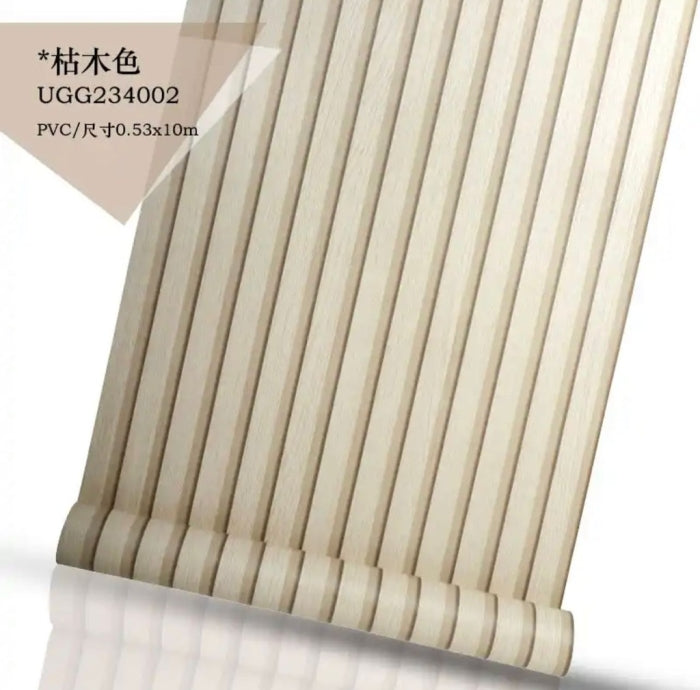Papier Peint Motif Tube Bois Beige 0,53 X 9,5m