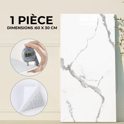 Panneau PVC Autocollant Alternative Au Marbre 60 x 30 cm - WMB-007 - Blanc modèle 1