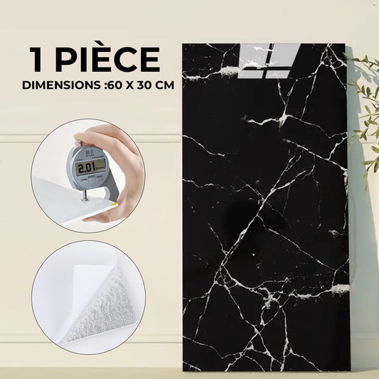 Panneau PVC Autocollant Alternative Au Marbre 60 x 30 cm - WMB-033 - Noir