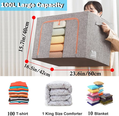 Boîte de Rangement Pliable pour Linge de Maison 100L (60 x 40 x 40 cm) Modèle 1