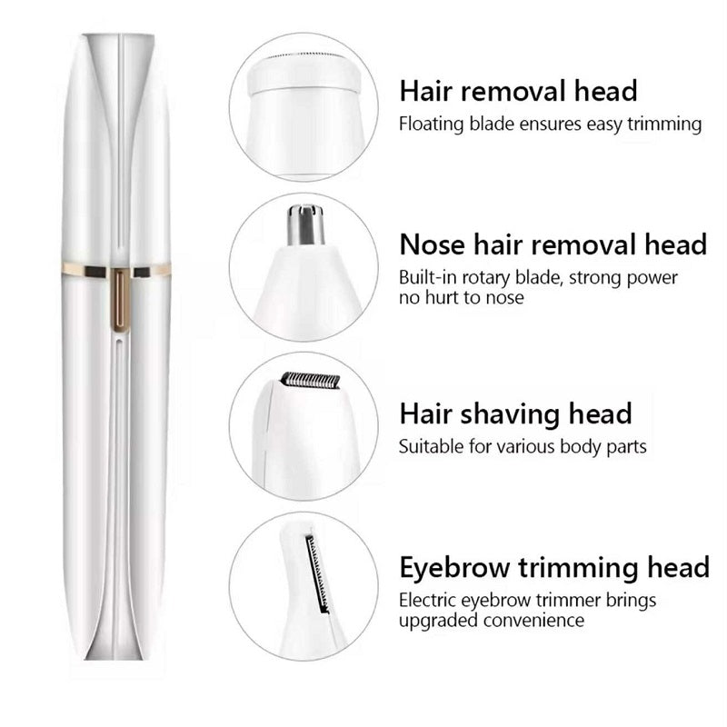 Rasoir 4 en 1 pour femme sans fil – Corps, zone intime, nez et visage