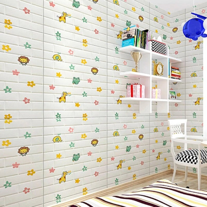 Panneau Mural Adhésif Anti-Humidité 3D 77*70 Cm Animals