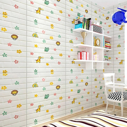 Panneau Mural Adhésif Anti-Humidité 3D 77*70 Cm Animals