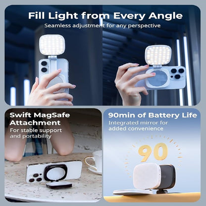 Lampe Led selfie pliable magnétique avec miroir