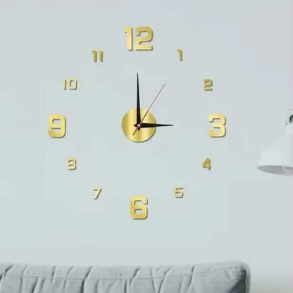Montre Murale 3D Autocollant Doré 60 Cm