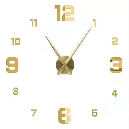 Montre murale 3D autocollant doré 120 cm