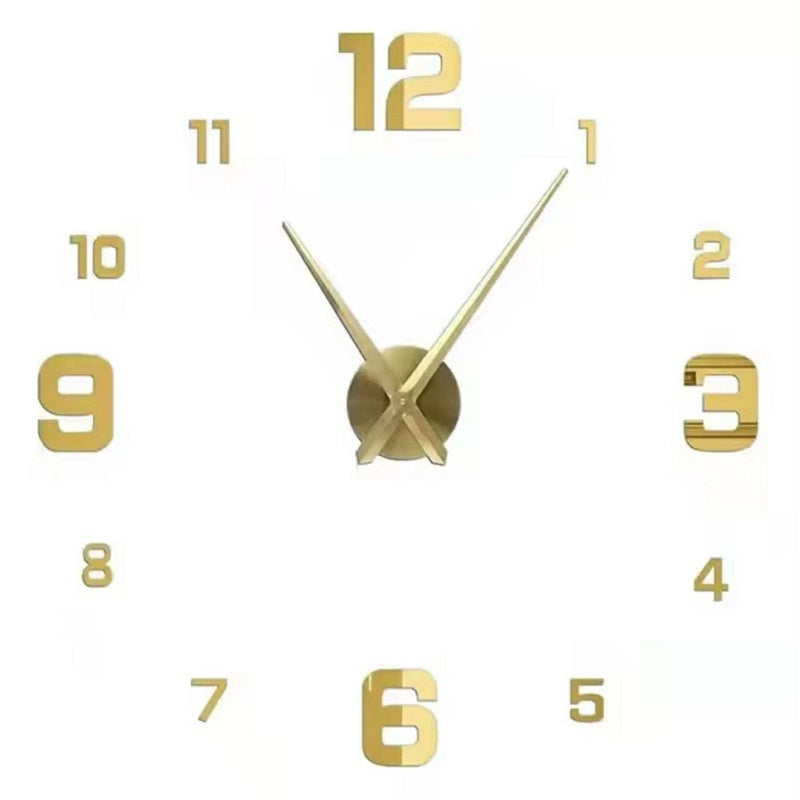 Montre Murale 3D Autocollant Doré 90 Cm