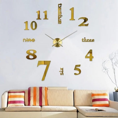 Montre Murale 3D Autocollant Doré 120 Cm