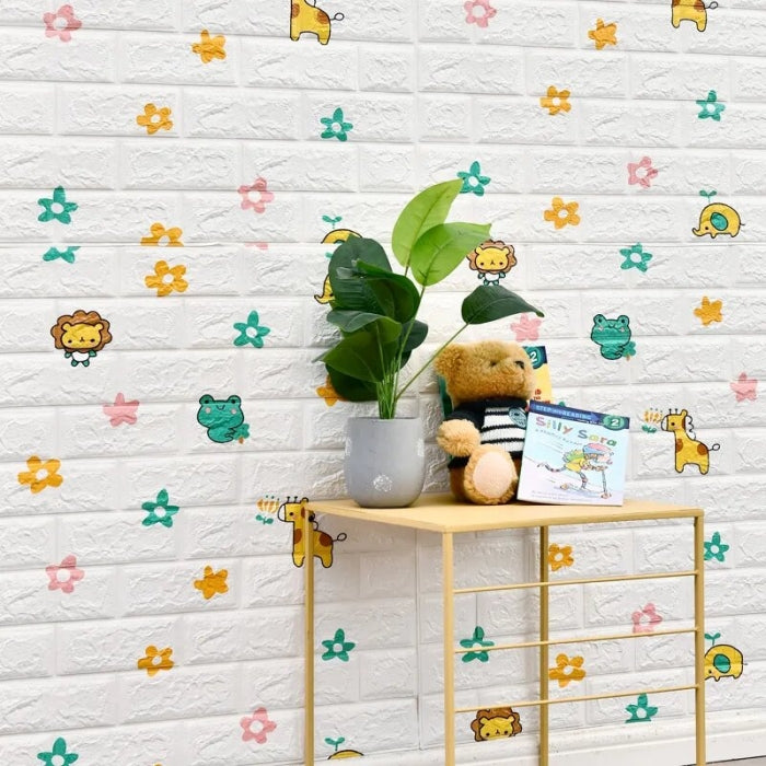 Panneau Mural Adhésif Anti-Humidité 3D 77*70 Cm Animals