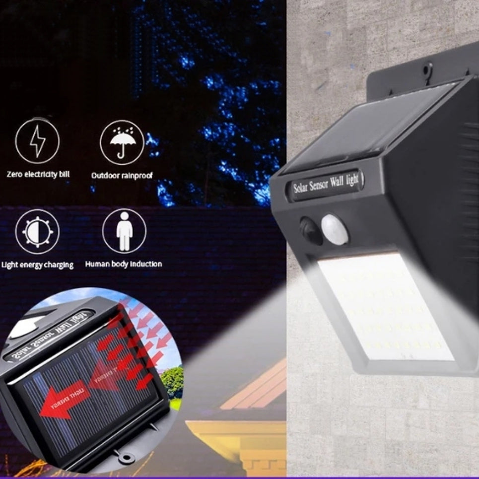 Applique murale LED à énergie solaire , Capteur PIR de Mouvement et Capteur de nuit CDS - 20 LED