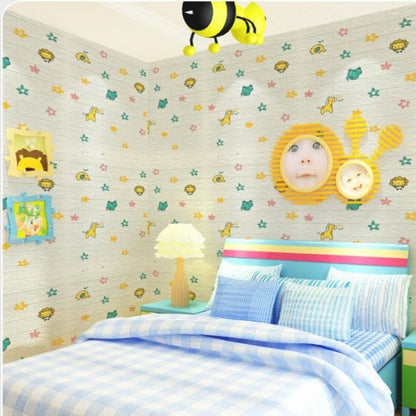 Panneau Mural Adhésif Anti-Humidité 3D 77*70 Cm Animals