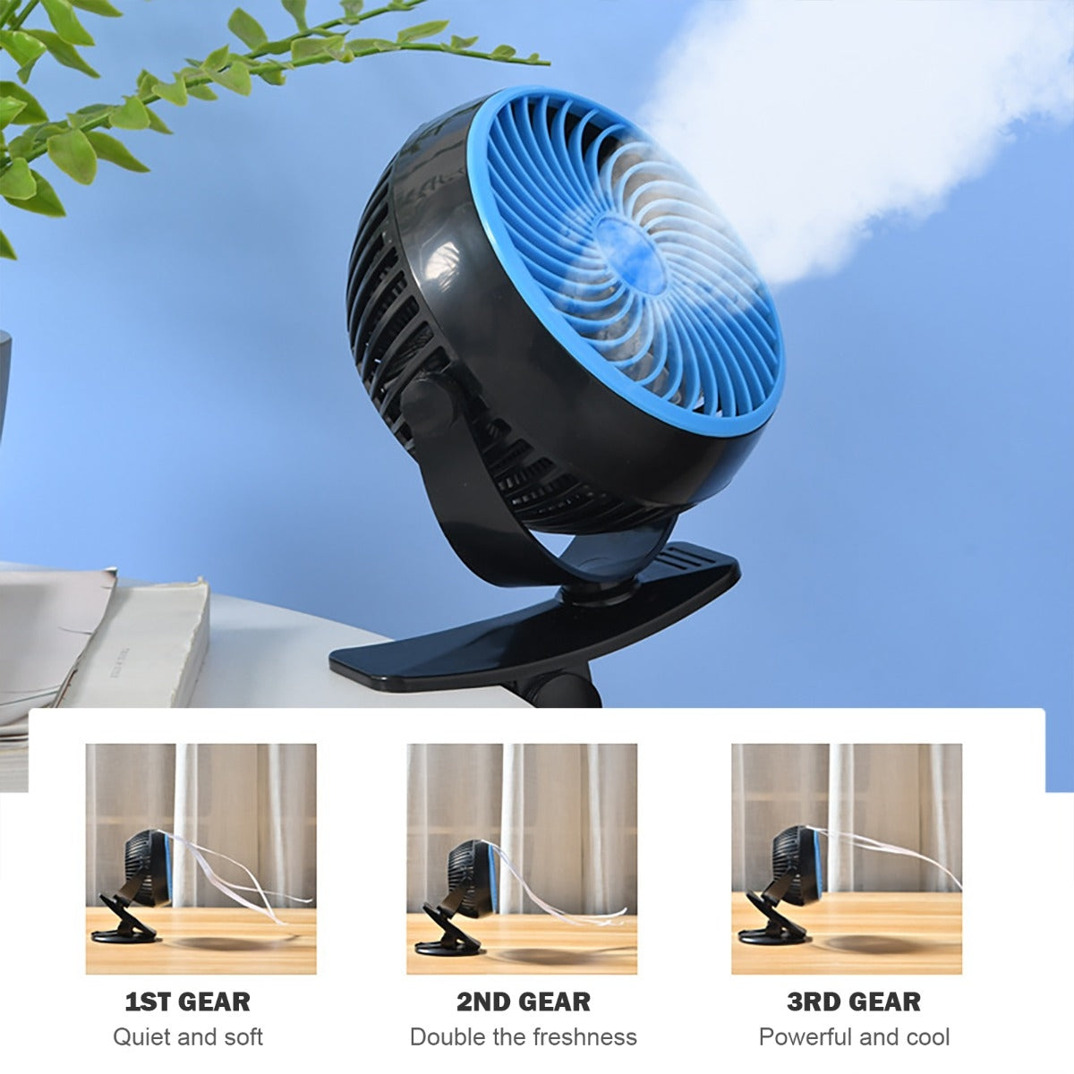 Ventilateur Sans Fils Portable Rotatif Et Rechargeable