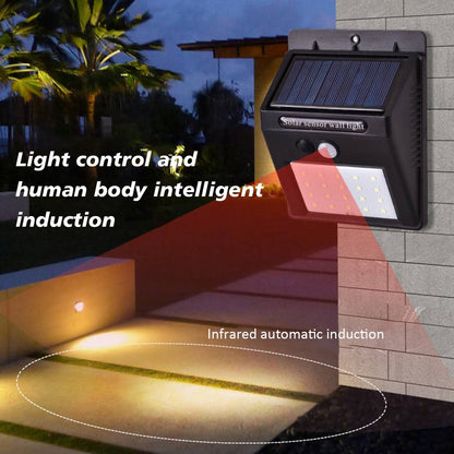 Applique murale LED à énergie solaire , Capteur PIR de Mouvement et Capteur de nuit CDS - 20 LED