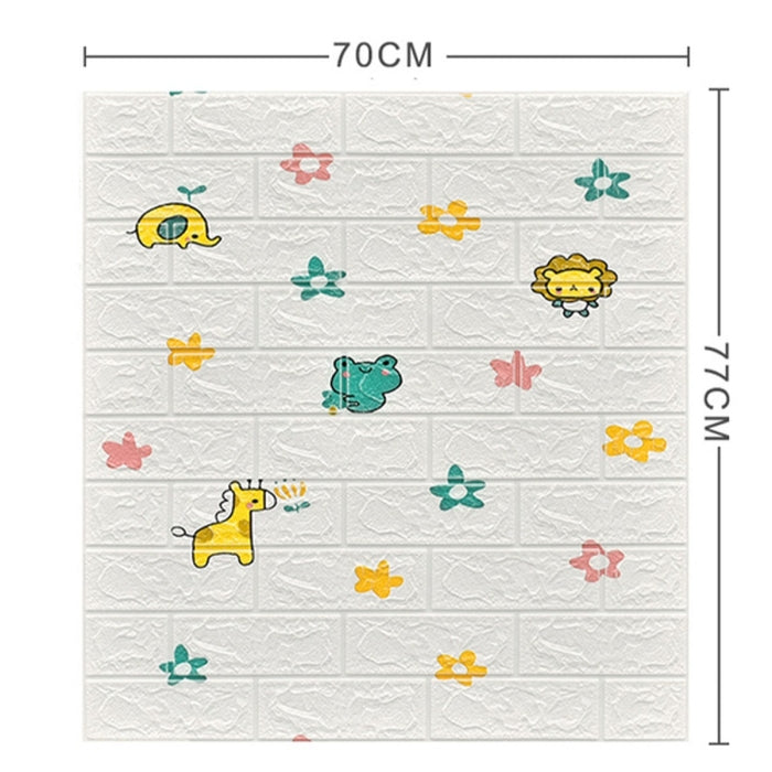 Panneau Mural Adhésif Anti-Humidité 3D 77*70 Cm Animals